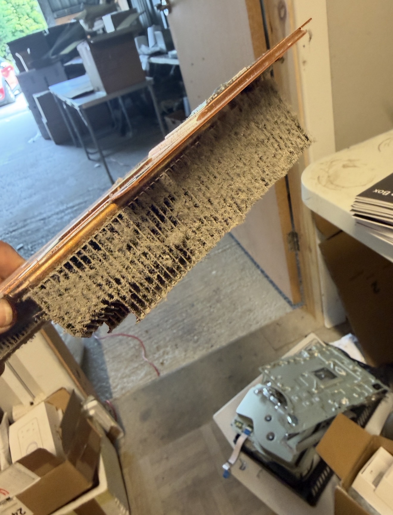 PS5 heatsink caked in dust before cleaning